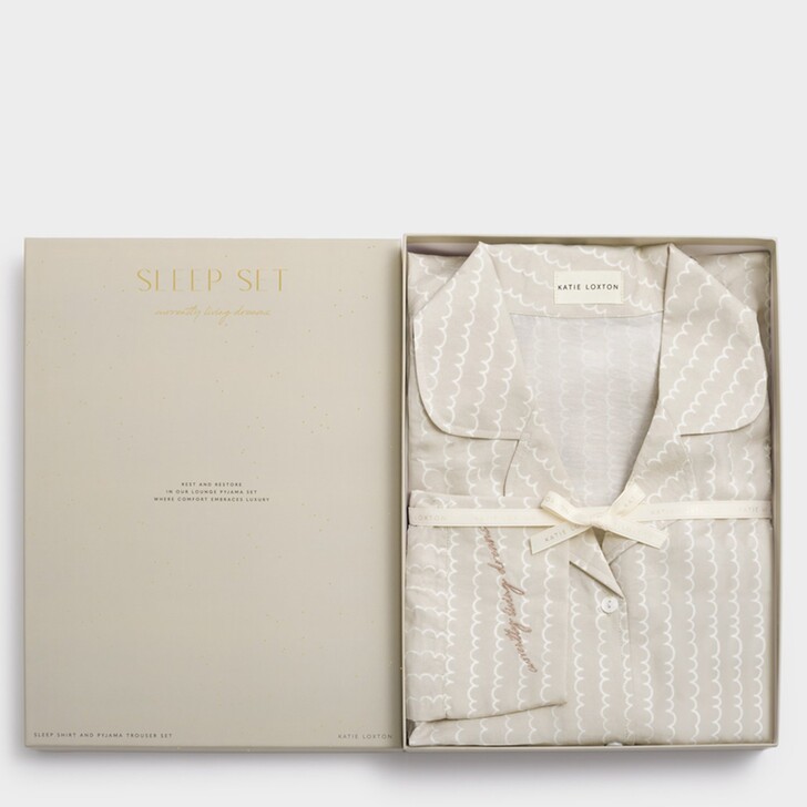 Katie Loxton Taupe Wave Print Pyjama Gift Set