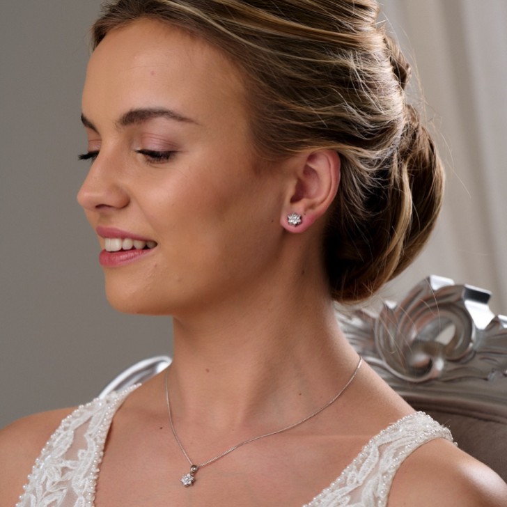 Lanesborough Floral Crystal Stud Earring and Pendant Jewellery Set