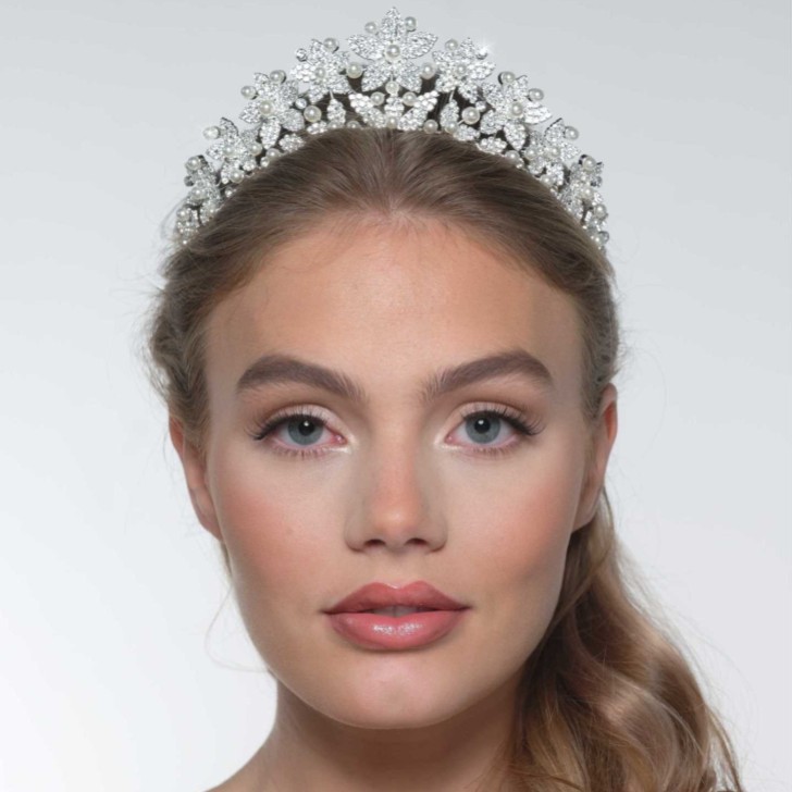 Leilani Statement Crystal Floral Wedding Crown