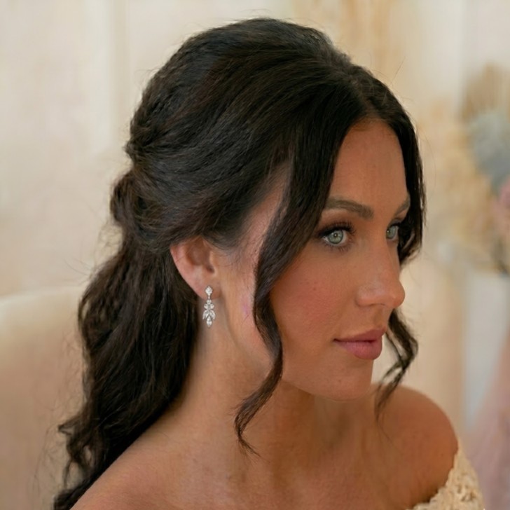 Lila Dainty Cubic Zirconia Drop Earrings (Silver)