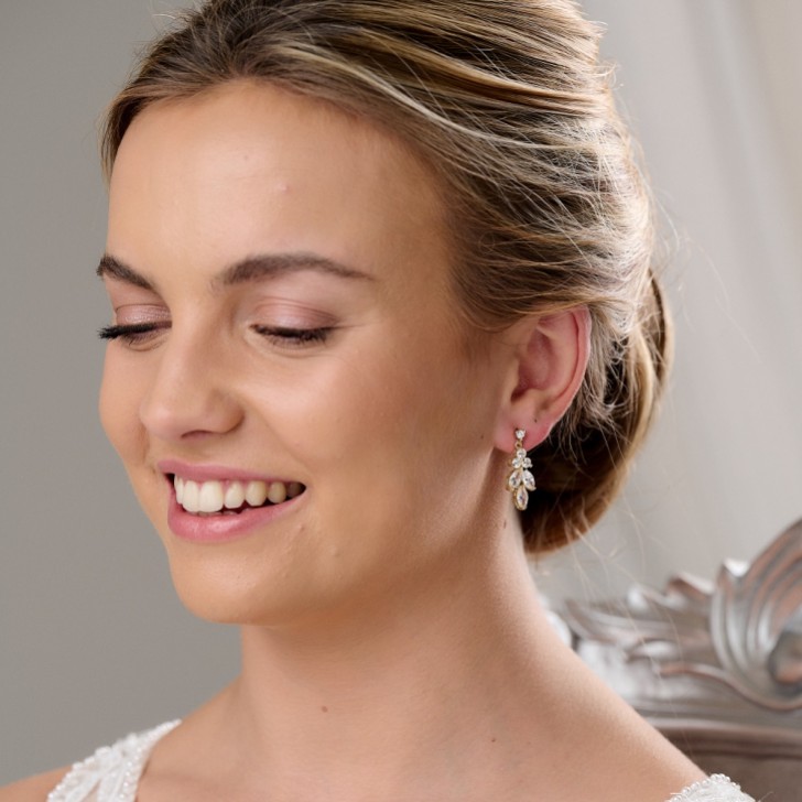 Lila Dainty Cubic Zirconia Drop Earrings (Gold)