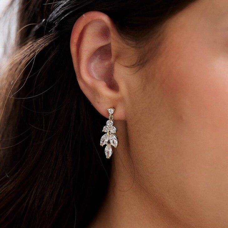 Lila Zierliche Cubic Zirkonia Tropfenohrringe (Gold)