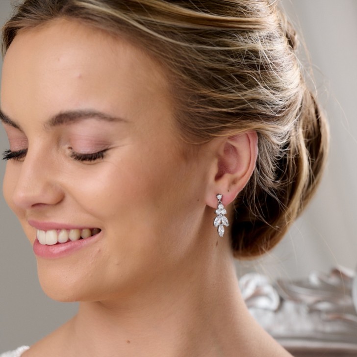 Lila Dainty Cubic Zirconia Drop Earrings (Silver)