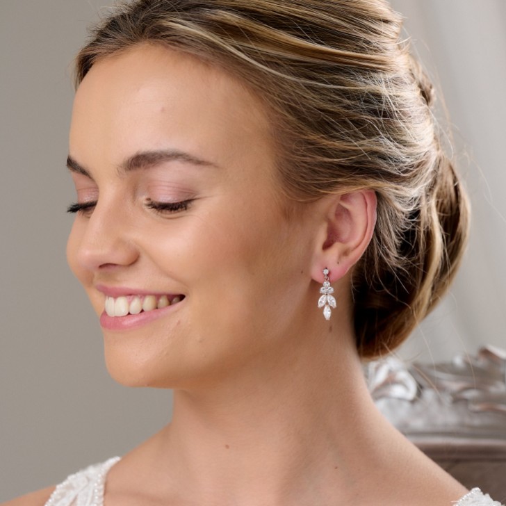 Lila Dainty Cubic Zirconia Drop Earrings (Rose Gold)