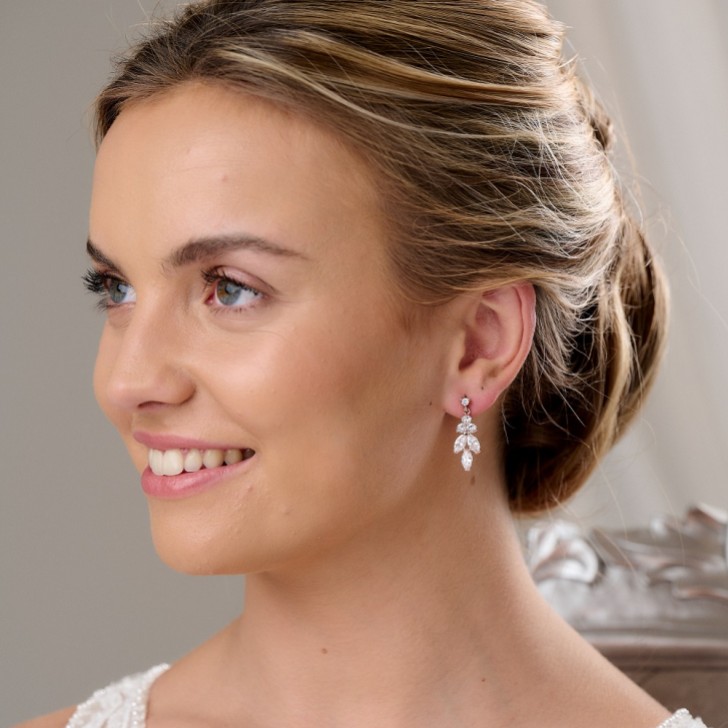 Lila Dainty Cubic Zirconia Drop Earrings (Rose Gold)