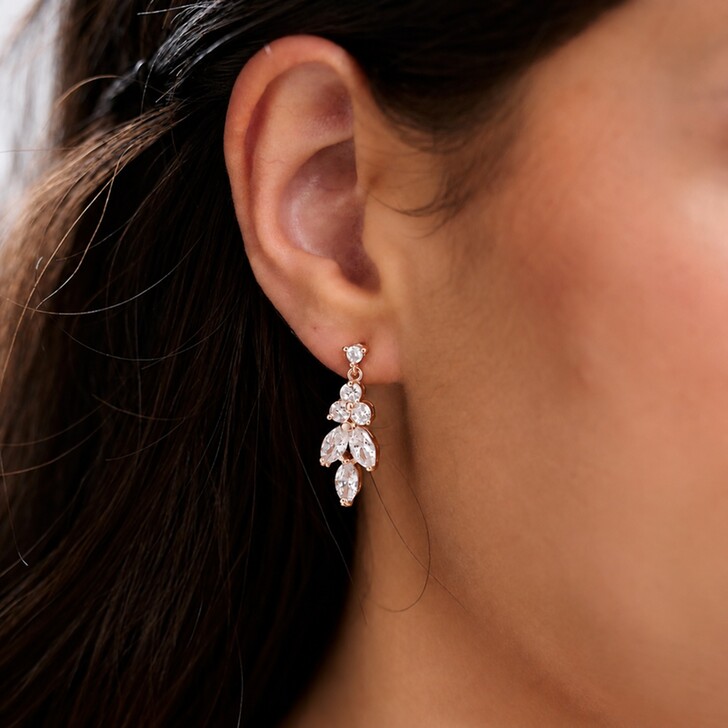 Lila Dainty Cubic Zirconia Drop Earrings (Rose Gold)