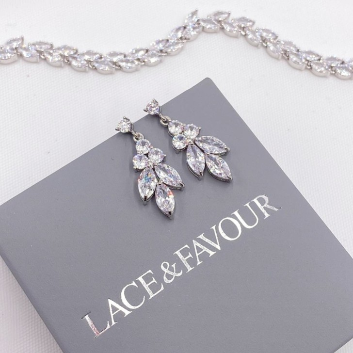 Lila Dainty Cubic Zirconia Drop Earrings (Silver)