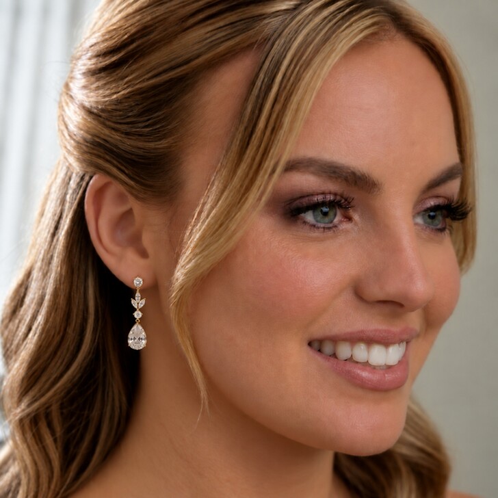 Lilibeth Gold Cubic Zirconia Drop Earrings