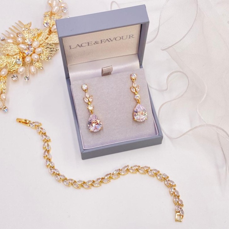 Lilibeth Gold Cubic Zirconia Drop Earrings