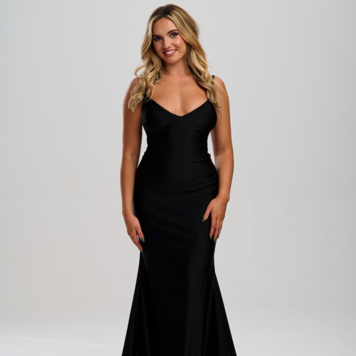 Linzi Jay Fitted Lace Up Back Mermaid Prom Dress with Train