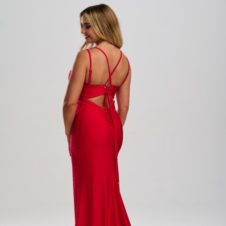 Linzi Jay Geraffte Front Krawatte zurück Meerjungfrau Prom Kleid mit Schleppe