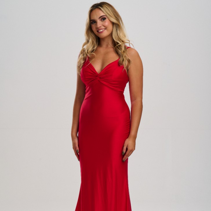 Linzi Jay Geraffte Front Krawatte zurück Meerjungfrau Prom Kleid mit Schleppe