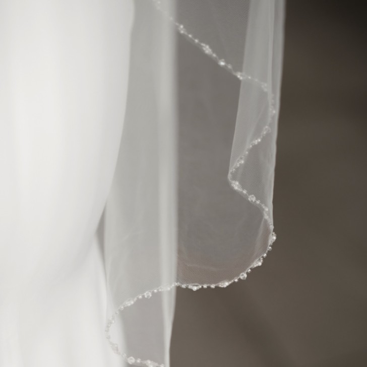 Linzi Jay Single Tier Veil with Pearl and Beaded Edge TLV8500