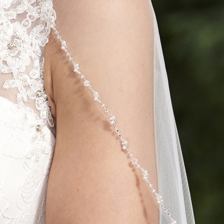 Linzi Jay Single Tier Veil with Pearl and Beaded Edge TLV8501