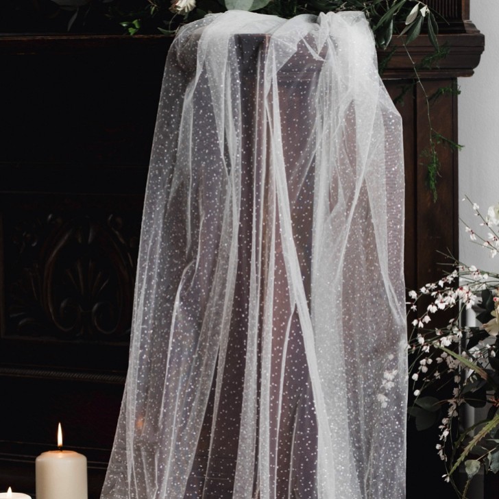 Linzi Jay Velo da sposa a un piano in tulle scintillante LA602