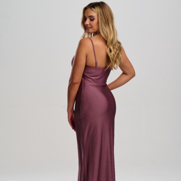 Linzi Jay Tie Front Stretch Satin Fitted Prom Dress