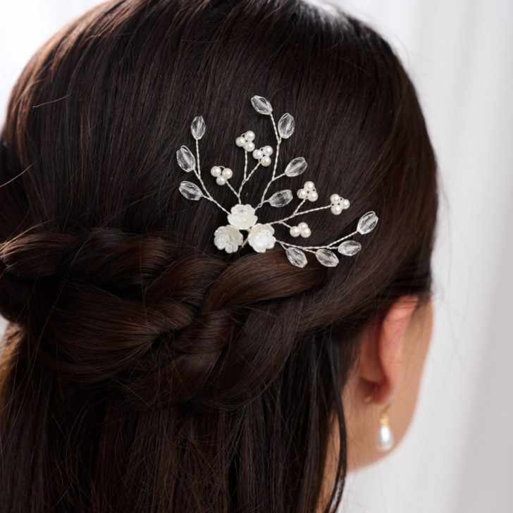 Lottie Floral Pearl and Crystal Hair Pin