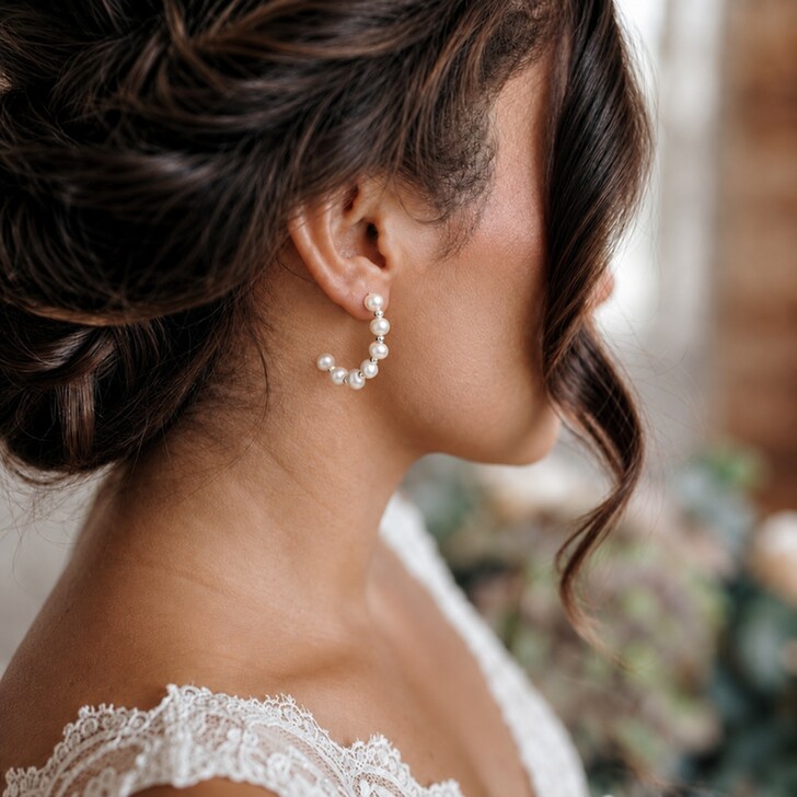 Luana Freshwater Pearl Half Hoop Earrings