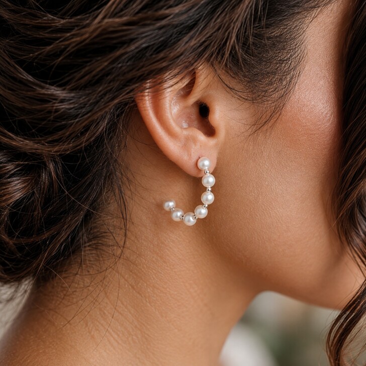 Luana Freshwater Pearl Half Hoop Earrings