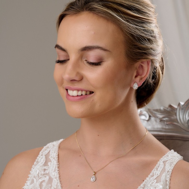 Lulu Gold Crystal Stud Wedding Jewelry Set