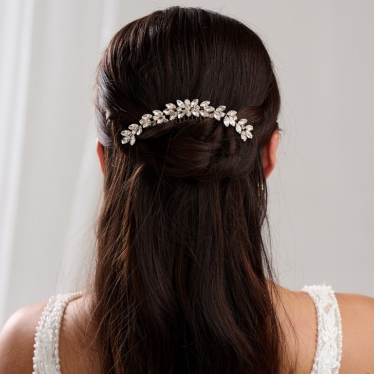 Luna Gold Small Crystal Embellished Wedding Hair Comb