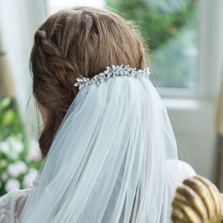 Luna Silver Small Crystal Embellished Wedding Hair Comb