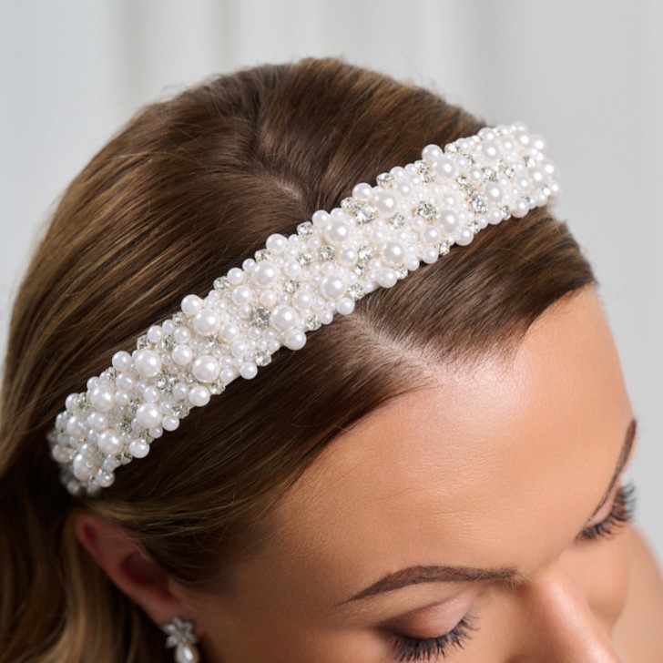 Lyra Pearl and Crystal Embellished Headband