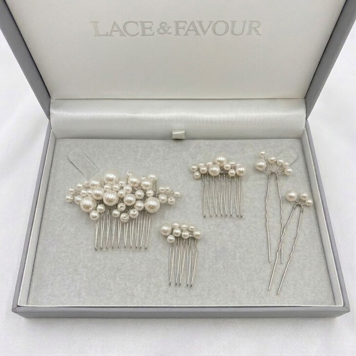 Macie Set of 5 Silver Mini Combs and Pins