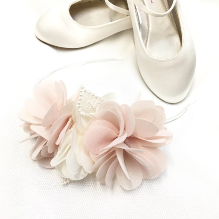 Madelyn Blush and Ivory Flowers Side Headband