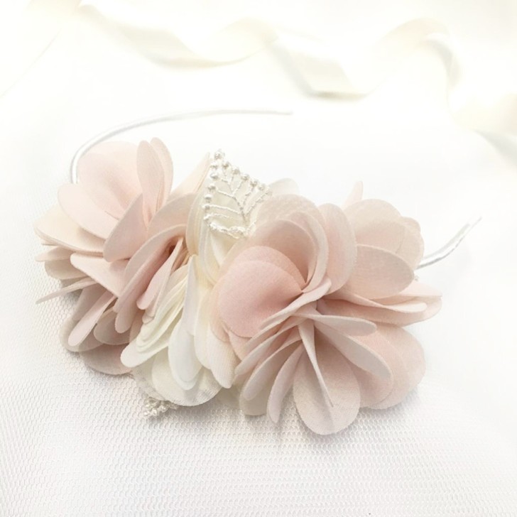 Madelyn Blush and Ivory Flowers Side Headband