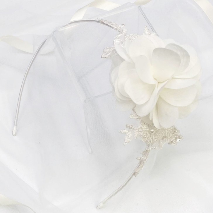 Maisie Ivory Lace and Flower Children's Side Headband