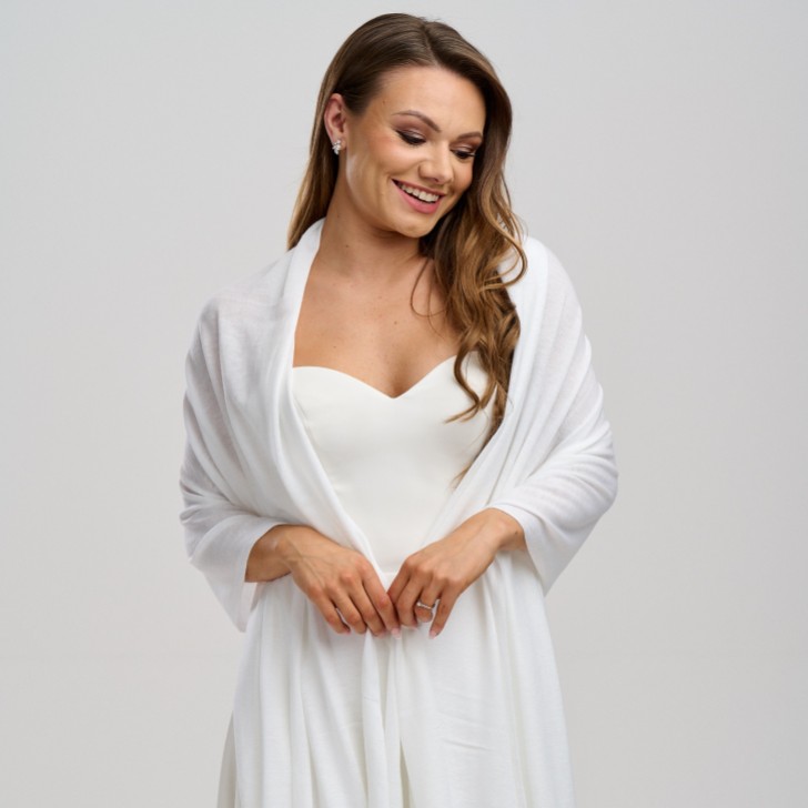 Maria Ivory Fine Knitted Slim Wedding Stole