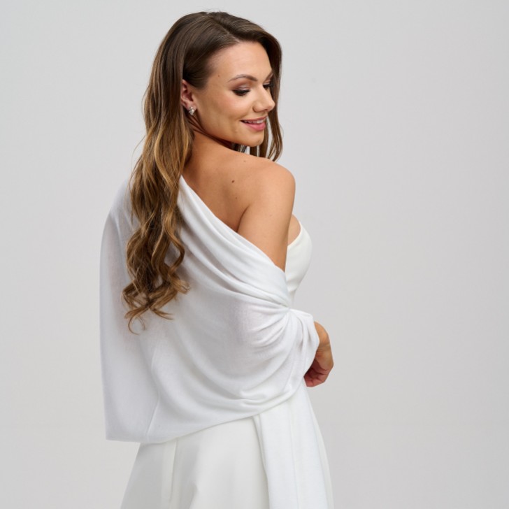 Maria Ivory Fine Knitted Slim Wedding Stole