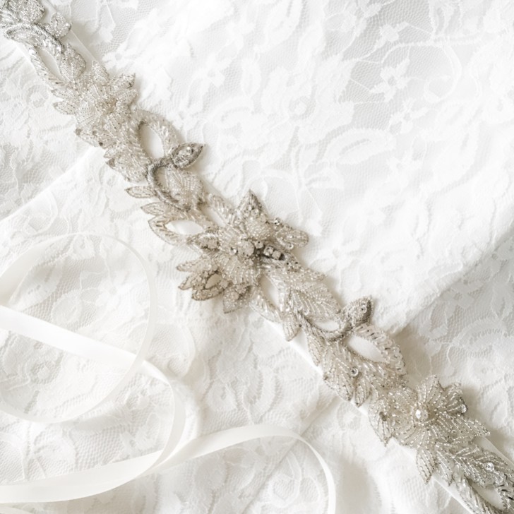 Marlowe Beaded and Crystal Vine Bridal Belt