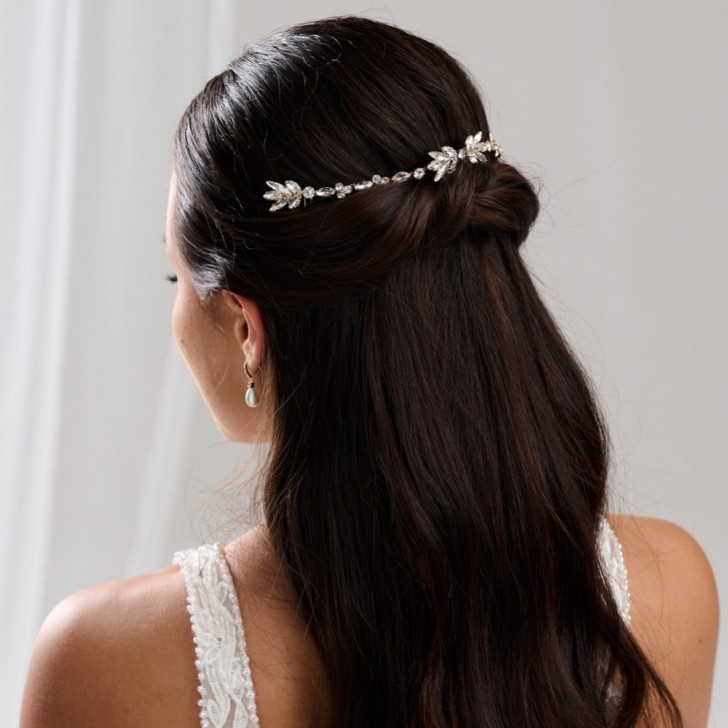 Melody Gold Draped Crystal Wedding Headpiece