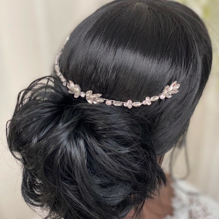 Melody Silver Draped Crystal Wedding Headpiece