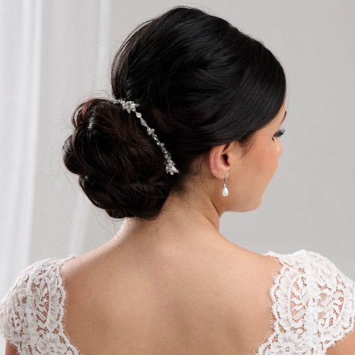 Melody Silver Draped Crystal Wedding Headpiece