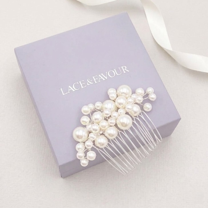 Michaela Small Pearl Silver Hair Comb