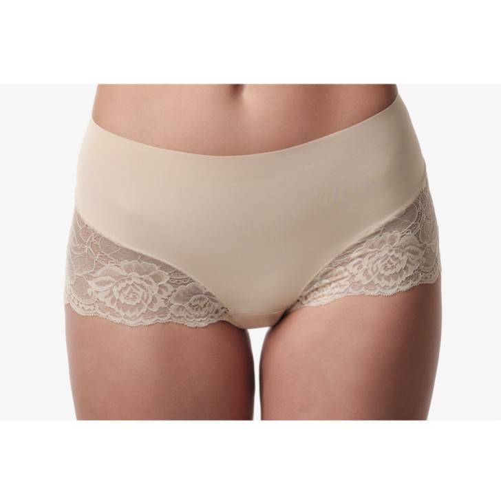 Nude Mid Waist Lace Bridal Shorts