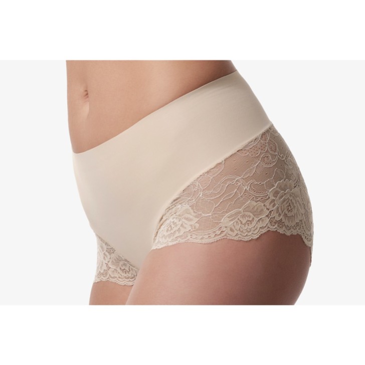 Nude Mid Waist Lace Bridal Shorts