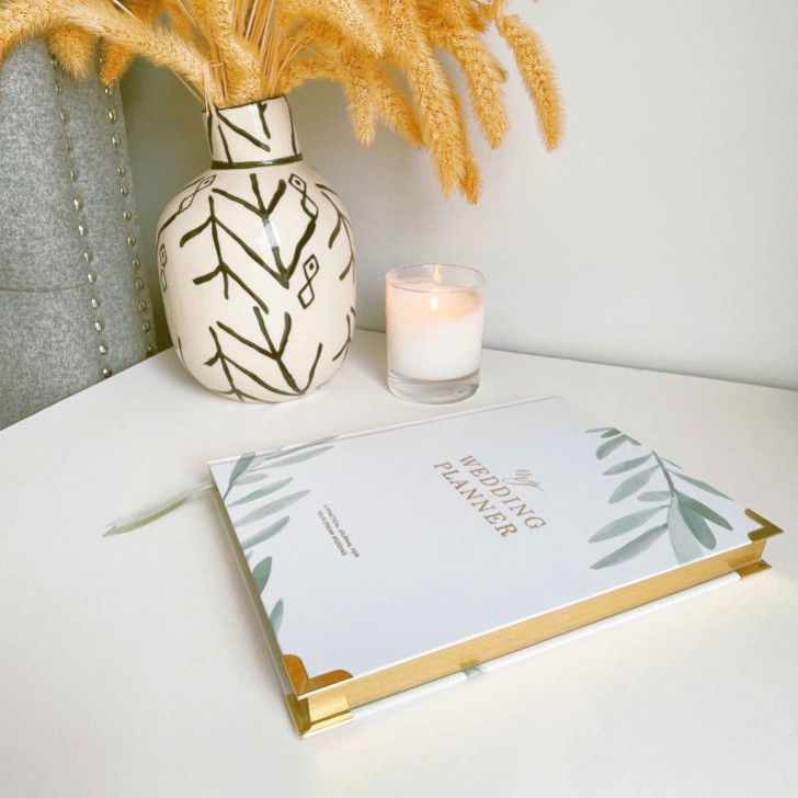 Olive Leaves Luxury Wedding Planner Book with Gilded Edges