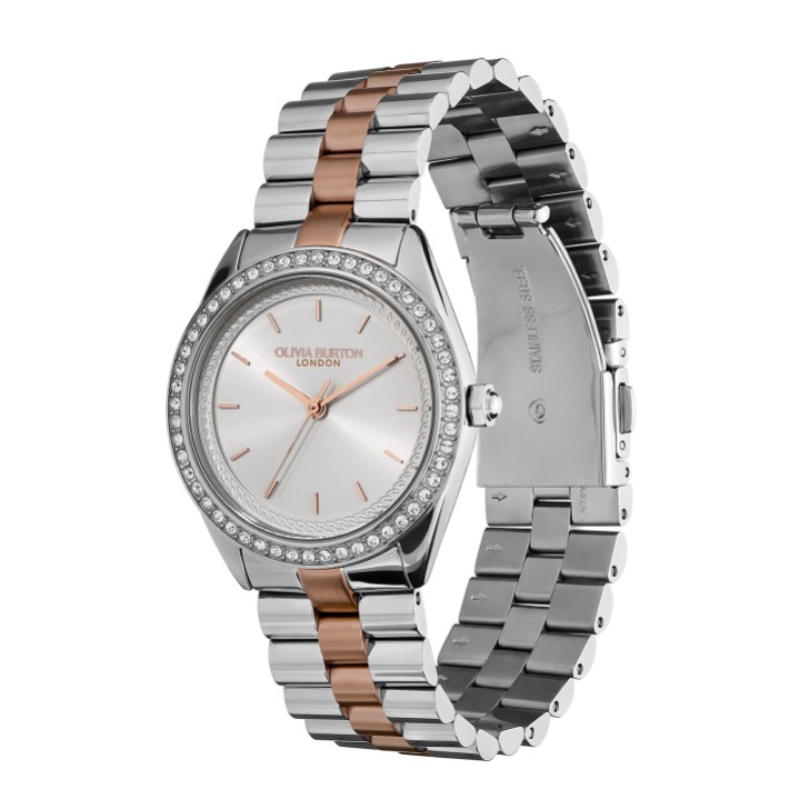 Olivia Burton Bejewelled 34mm Silber und zwei Töne Armbanduhr
