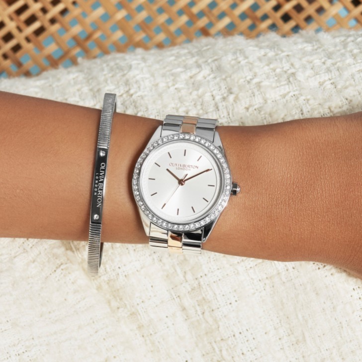 Olivia Burton Bejewelled 34mm Silber und zwei Töne Armbanduhr