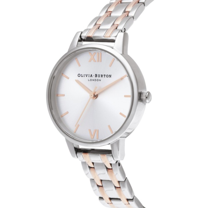 Olivia Burton Classic 30mm Silver and Rose Gold Bracelet Watch