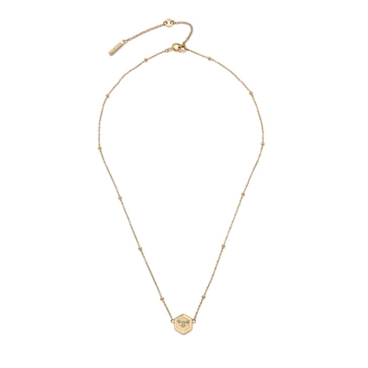Olivia Burton Minima Bee and Honeycomb Gold Pendant Necklace