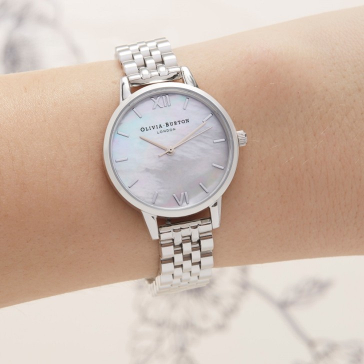 Olivia Burton Perlmutt 30mm Silber Armbanduhr