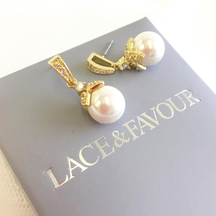 Orecchini da sposa con perle Opulence (oro)