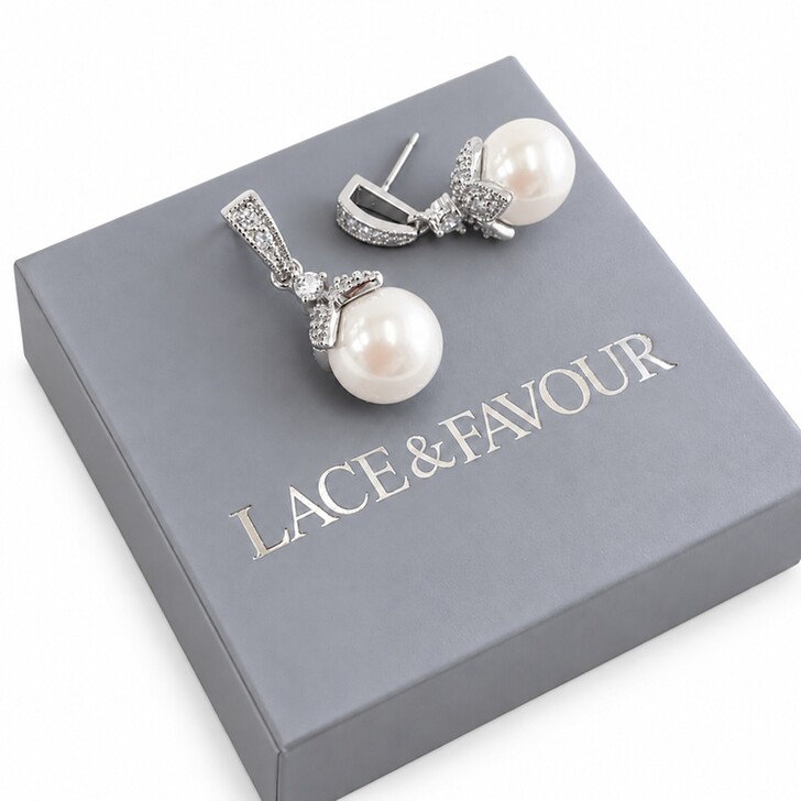 Opulence Pearl Wedding Earrings (Silver)