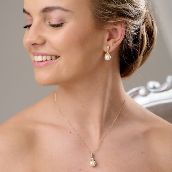 Opulence Pearl Wedding Jewelry Set (Gold)