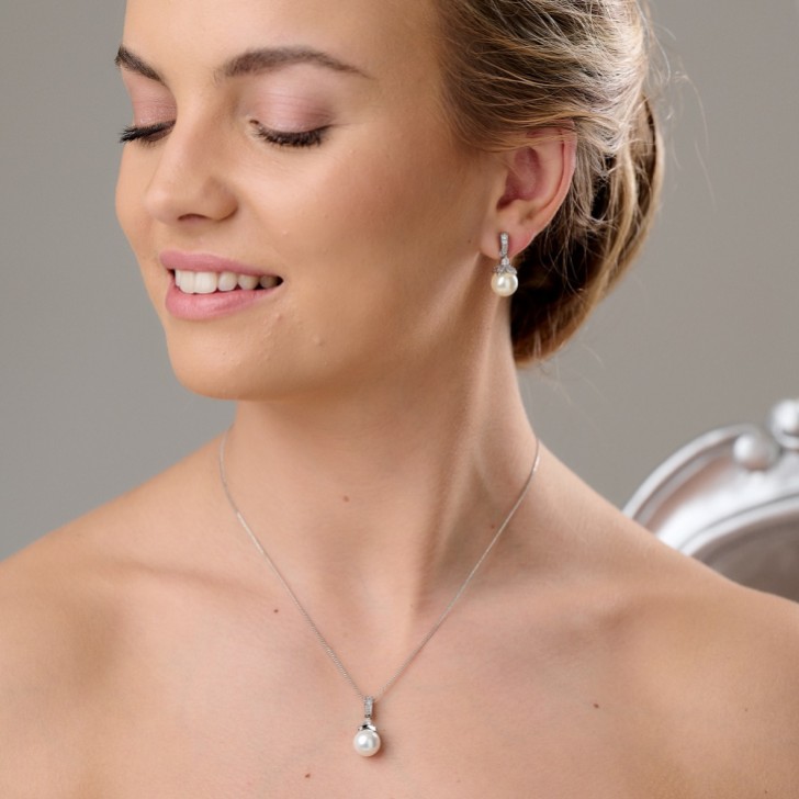 Opulence Pearl Wedding Jewellery Set (Silver)